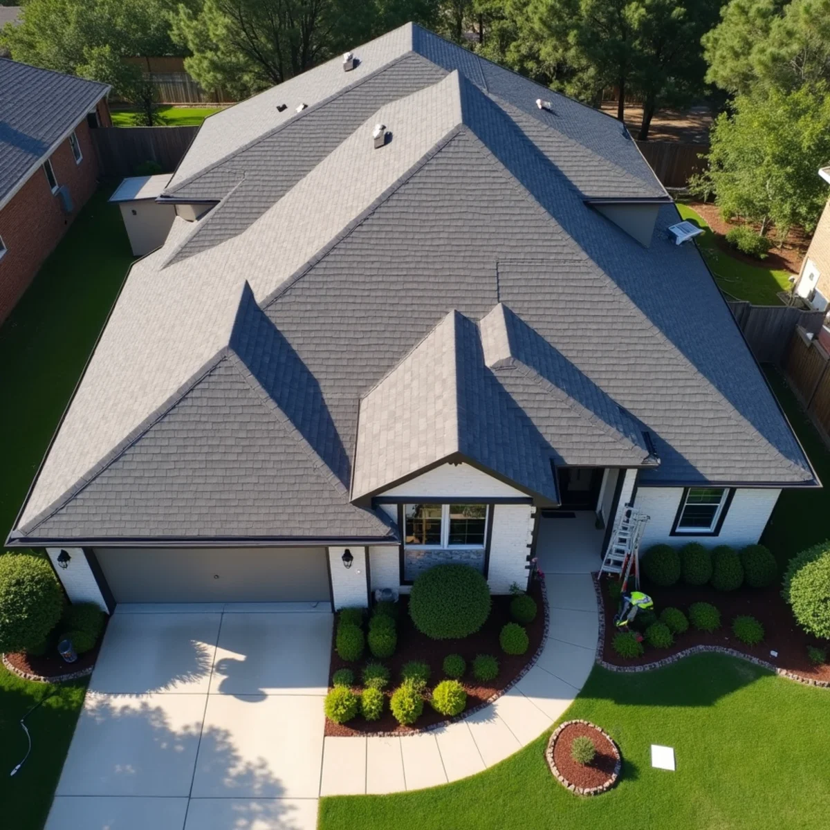 Sentry Pro Roofing crew installing asphalt shingles on Katy Houston home